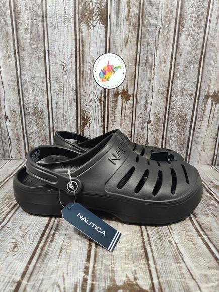 Nautica River Edge Clog Slides Men's Size 9 Women's Size 11 Shoes Black NWT - Picture 4 of 11